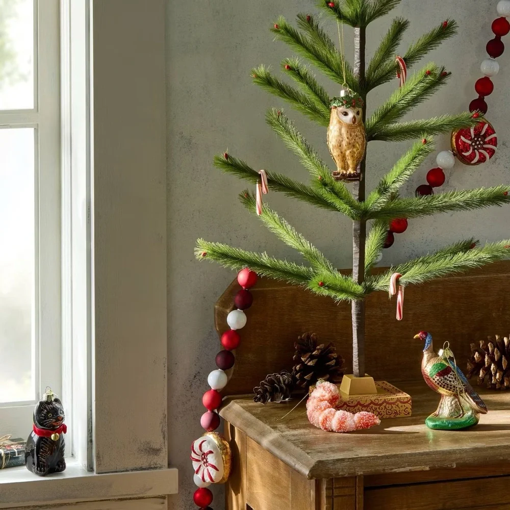 Glass Owl with Laurel Christmas Ornament - John Derian for Target 2025